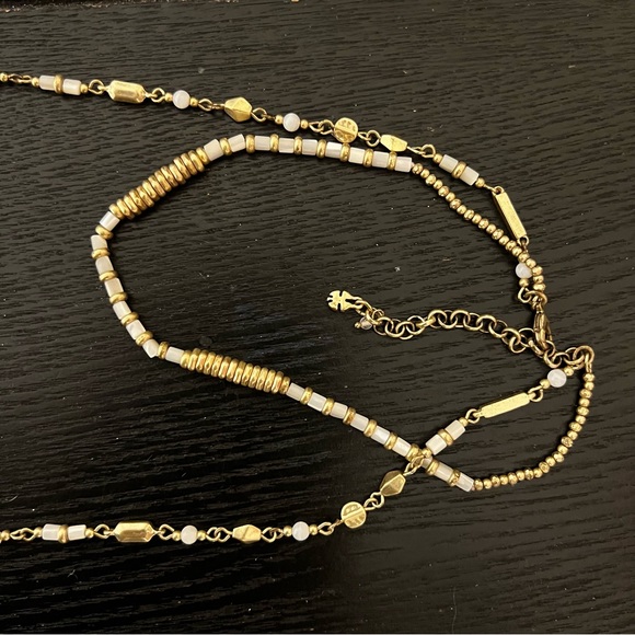 Lucky Brand necklace gold and white beads tassels necklace costume jewelry - Picture 6 of 8